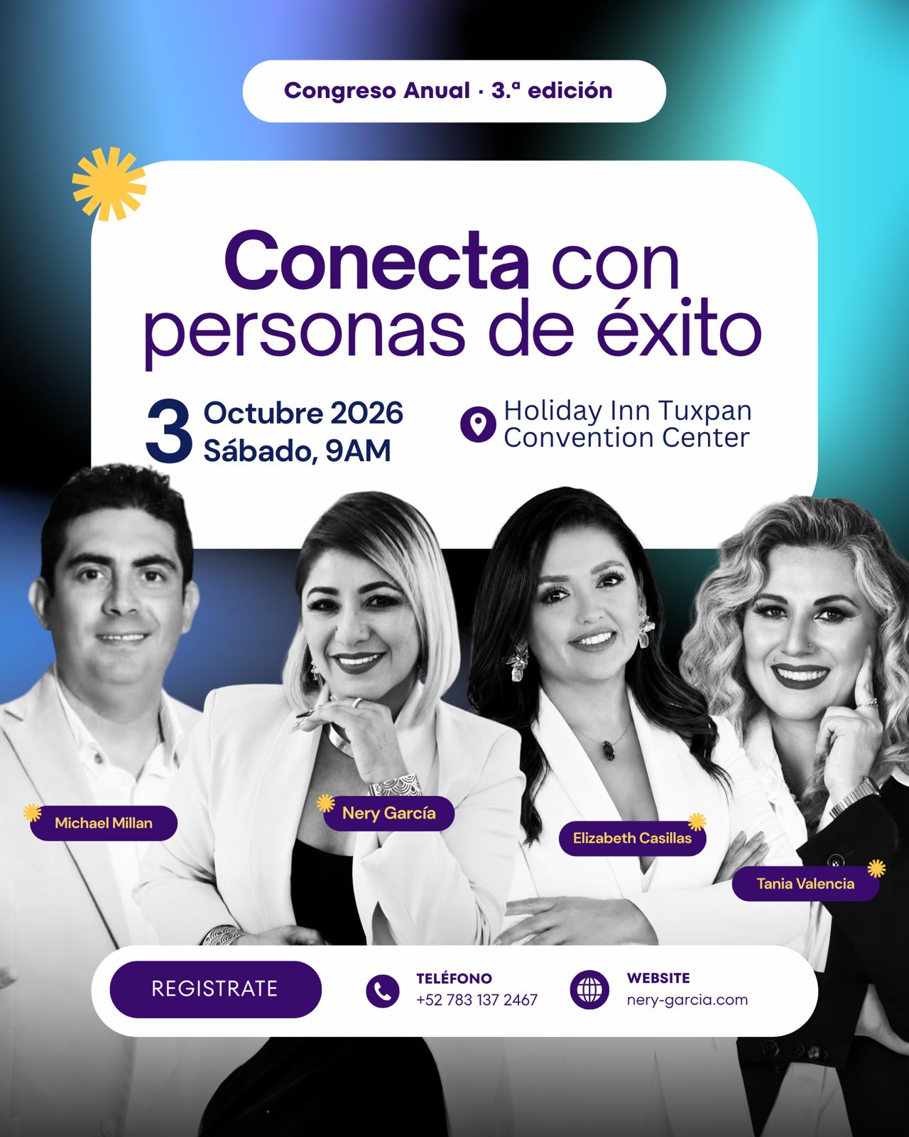 Flyer de los conferencistas del Congreso Conecta con Personas de Éxito, Tuxpan 2026